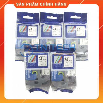 Nhãn In HZE-M951 - Đen nền bạc 24mm x 8m - Dùng cho máy in BROTHER - AIMO - PUTY [Hàng nhập khẩu]