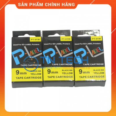 Nhãn in CASIO PT-9YW - Chữ đen nền vàng 9MM x 8M - Dùng cho máy in nhãn CASIO [Hàng nhập khẩu]