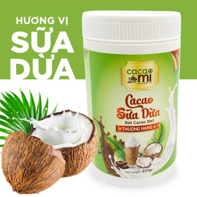 Bột cacao sữa dừa nguyên chất cao cấp CacaoMi 357gr - Trọn vị béo thơm tự nhiên