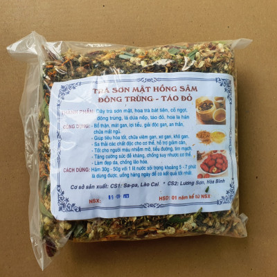 Túi 1kG-Trà Sơn Mật Hồng Sâm Đông Trùng Táo Đỏ bổ thận mát gan đẹp da hỗ trợ giảm cân an thần dễ ngủ