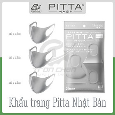 Khẩu Trang Pitta Màu Xám Trắng (Gói 3 cái)