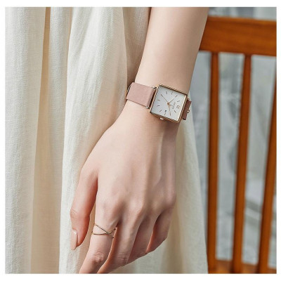  Đồng hồ nữ Julius Star JS-048 dây da mặt vuông