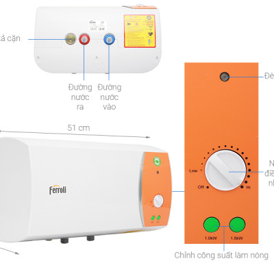 Máy nước nóng gián tiếp Ferroli VERDI TE 20 lít (2500W)-hàng chính hãng