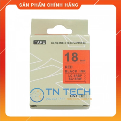 Nhãn in TEPRA - EPSON LC-5RBP (SC18RW) – Chữ đen nền đỏ 18MM X 8M  - Dùng cho máy in nhãn TEPRA - EPSON [Hàng nhập khẩu]