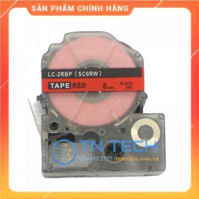 Nhãn in TEPRA - EPSON LC-2RBP (SC6RW) – Chữ đen nền đỏ 6MM X 8M  - Dùng cho máy in nhãn TEPRA - EPSON [Hàng nhập khẩu]