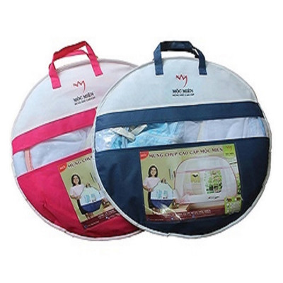 Màn Chụp Cao Cấp Mộc Miên Đỉnh Rộng - Kích Thước 1,6mx2m-2 cửa ( Trắng Viền Xanh Xám )