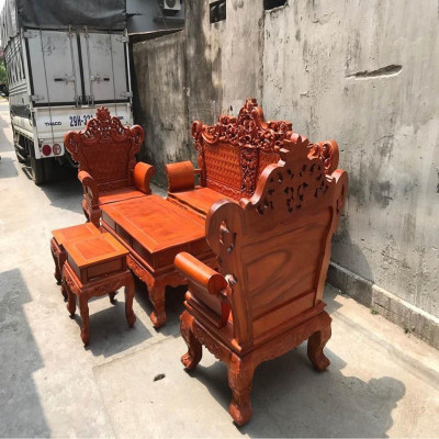 Bộ bàn ghế Louis Hoàng Gia gỗ Gõ Đỏ