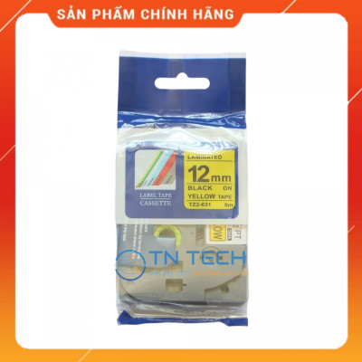 Nhãn In Tz2-631 - Đen nền vàng 12mm x 8m - Dùng cho máy in BROTHER - AIMO - PUTY [Hàng Nhập Khẩu]