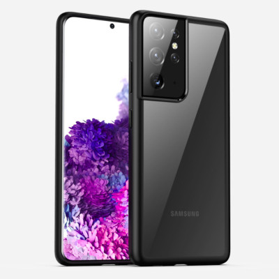 Ốp lưng kính trong viền màu chống sốc không ố vàng cho SamSung Galaxy S21 Ultra, S21 Plus- Hàng nhập khẩu