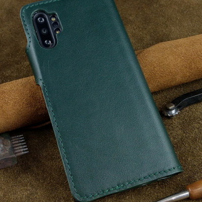 Bao da cho điện thoại Note 10 Plus dạng ví da bò thật
