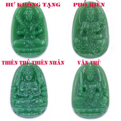 Mặt dây chuyền Phật Đại thế chí đá xanh 2.2 x 3.6cm ( size trung ) kèm móc inox, Phật bản mệnh