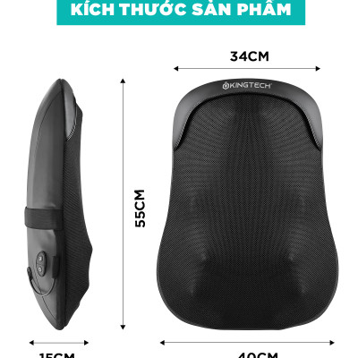 Đệm Ghế Massage Lưng Cao Cấp KingTech KC-300 - Máy Mát Xa Chế Độ 3D, 12 Bóng Chuyên Sâu, - Kết Hợp Tính Năng Nhiệt Hồng Ngoại - Hàng Chính Hãng
