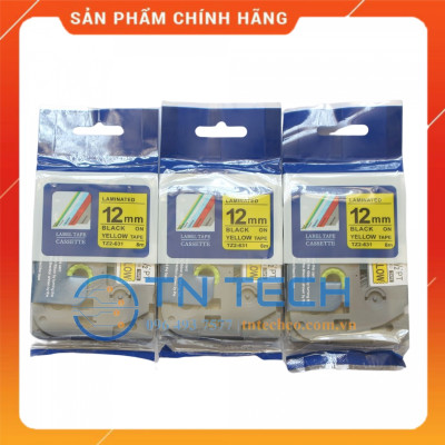 Nhãn In Tz2-631 - Đen nền vàng 12mm x 8m - Dùng cho máy in BROTHER - AIMO - PUTY [Hàng Nhập Khẩu]