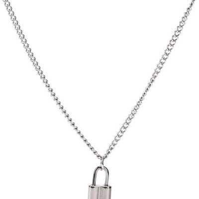 Dây chuyền nam nữ mặt ổ khoá tròn bằng thép không gỉ