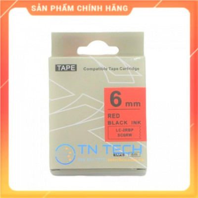 Nhãn in TEPRA - EPSON LC-2RBP (SC6RW) – Chữ đen nền đỏ 6MM X 8M  - Dùng cho máy in nhãn TEPRA - EPSON [Hàng nhập khẩu]