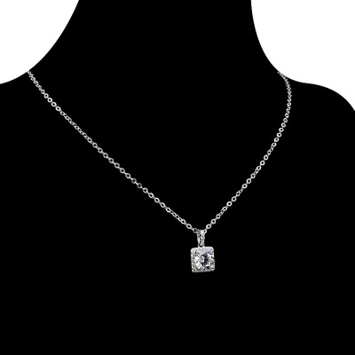 Dây Và Mặt Dây Chuyền Nữ Bạc Hiểu Minh DMD416 Đá Vuông