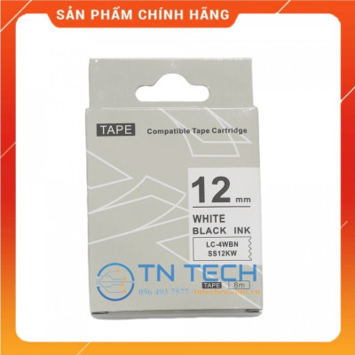 Nhãn in TEPRA - EPSON LC-4WBN (SS12KW) – Chữ đen nền trắng 12MM X 8M  - Dùng cho máy in nhãn TEPRA - EPSON [Hàng nhập khẩu]