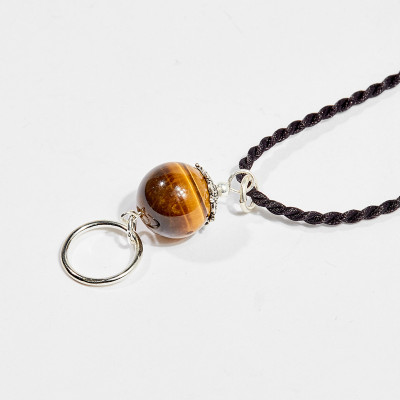 Dây chuyền phong thủy đá mắt hổ vàng nâu 1.5cm mệnh thổ , kim - Ngọc Quý Gemstones