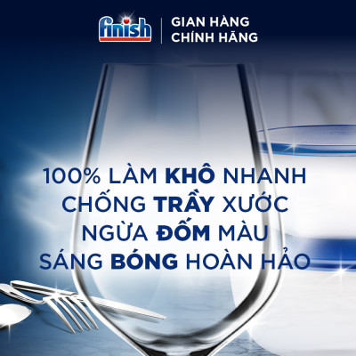 Combo Finish tiện lợi 3: Túi 100 Viên Rửa Bát All In 1+ Nước Làm Bóng Finish 500ml +Dung Dịch Vệ Sinh Máy Finish 250ml