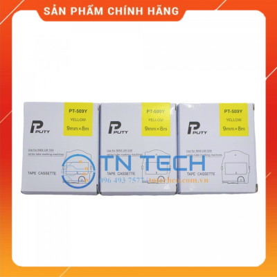 Nhãn in MAX PT-509Y - Chữ đen nền vàng 9MM x 8M - Dùng cho máy in ống MAX [Hàng nhập khẩu]