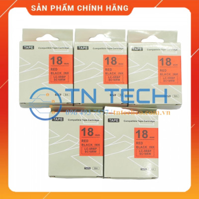Nhãn in TEPRA - EPSON LC-5RBP (SC18RW) – Chữ đen nền đỏ 18MM X 8M  - Dùng cho máy in nhãn TEPRA - EPSON [Hàng nhập khẩu]