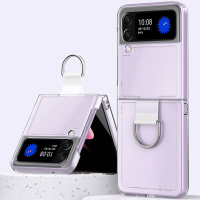 Ốp lưng cứng trong suốt có móc cho Samsung Galaxy Z Flip 4 - Hàng nhập khẩu