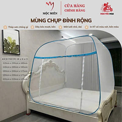 Mùng Chụp Tự Bung Cao Cấp Mộc Miên - Đỉnh Rộng 1m6x 2m