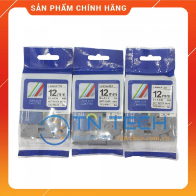 Nhãn In Tz2-M931 - Đen nền bạc 12mm x 8m - Dùng cho máy in BROTHER - AIMO - PUTY [Hàng nhập khẩu]
