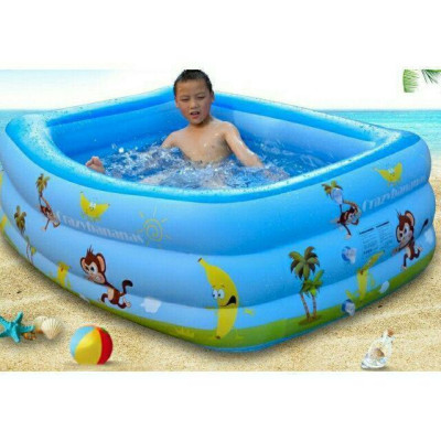 Bể bơi 2 tầng đủ kích thước có đáy chống trượt - BỂ BƠI PHAO CHO BÉ 1M2 Có Đáy Chống Trượt màu xanh Đồ Chơi Toys