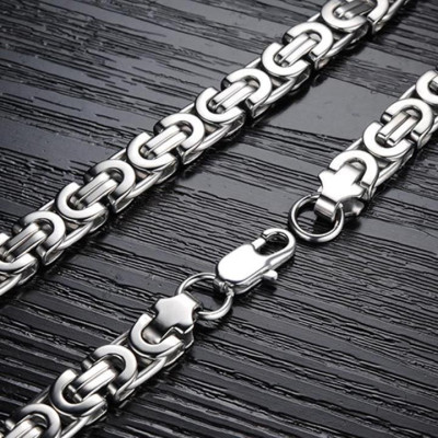 Dây chuyền nam titan thép không gỉ inox cao cấp đẹp sang trọng ziczac dẹp trangsucpt cỡ 8mm PTDCNA23