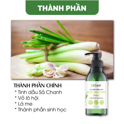 Nước Rửa chén hữu cơ trẻ em 24Care - Hương thảo mộc thiên nhiên Sả chanh/ Bạc hà/ Cam ngọt - Đuổi muỗi và côn trùng - Thơm nhẹ diệt khuẩn loại bỏ vết bẩn cứng đầu