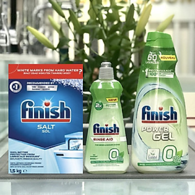 Combo Finish Eco : Gel rửa bát Eco 900ml + Bóng Eco 400ml + Muối 1,5kg