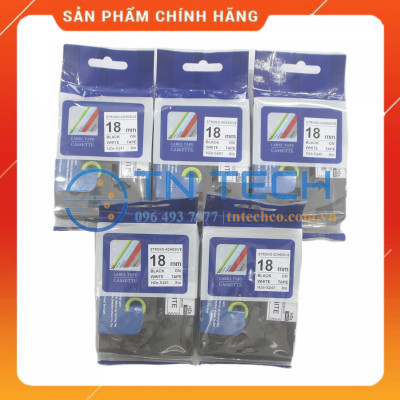 Nhãn In HZE-S241 - Đen nền trắng 18mm x 8m - Dùng cho máy in BROTHER - AIMO - PUTY [Hàng nhập khẩu]