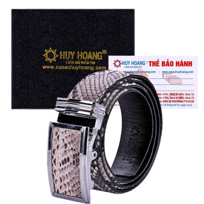 HP4311-12-15-44 - Thắt lưng nam da trăn Huy Hoàng 4P màu da nguyên thủy, đen, trắng, nâu
