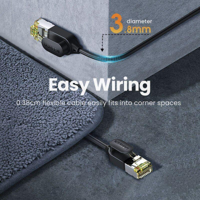 Ugreen UG80419NW149TK 5M 10Gbps màu đen cáp mạng CAT7 siêu mỏng nhỏ 0.38mm - HÀNG CHÍNH HÃNG