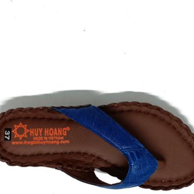 Dép nữ Huy Hoàng da đà điểu màu xanh dương HT7410