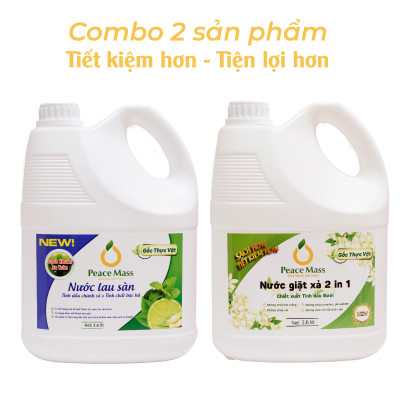Combo Sản Phẩm Gốc Thực Vật NGB4 Peace Mass Nước Giặt Xả 2 in 1 3.6 l + Nước Lau Sàn TD Chanh Sả -Bạc Hà 3.6l (Thuộc nhóm Sản phẩm Lành tính /  Sinh học)