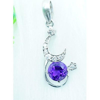 Mặt dây chuyền thạch anh tím Amethyst kiểu trăng sao