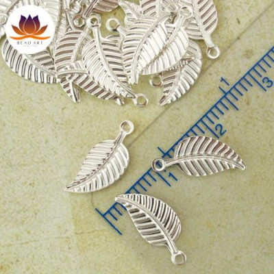 Phụ Kiện Trang Sức - Charm Mạ Bạc Hình Chiếc Lá 6x12MM, Phối Vòng Tay Phong Thuỷ, Trang Sức, Chuỗi Hạt S43 - Bead Art