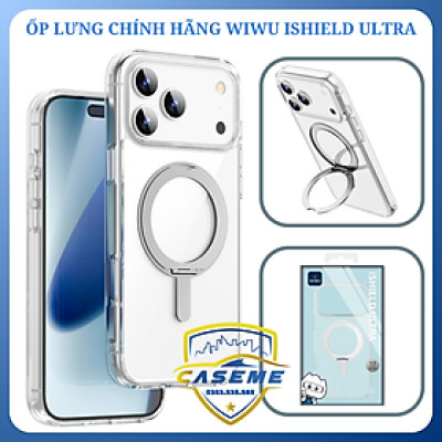 Ốp Lưng Wi wu IShield Ultra MCC-201 Cho iPhone 17, iPhone Air, iPhone 17 Pro, iPhone 17 Pro Max – Trong Suốt, Chống Sốc, Nam Châm, Giá Đỡ 360°  - Hàng Chính Hãng