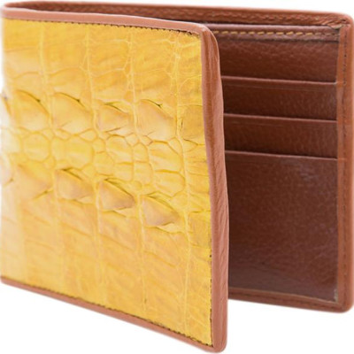Ví Nam Da Cá Sấu Gai Đuôi Huy Hoàng HT2298 (12.5 x 10 cm) - Vàng Nghệ