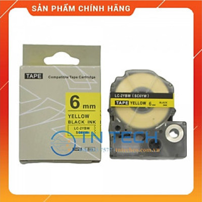 Nhãn in TEPRA - EPSON LC-2YBW (SC6YW) – Chữ đen nền vàng 6MM X 8M  - Dùng cho máy in nhãn TEPRA - EPSON [Hàng nhập khẩu]