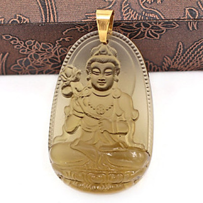 Mặt dây chuyền Đại Thế Chí Bồ Tát đá Obsidian 3.6cm MPOB4 - phật bản mệnh tuổi Ngọ - Mặt size nhỏ