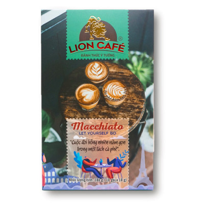 Cà phê Hòa tan 3in1 Macchiato Lion Cafe ( hộp 10 que )