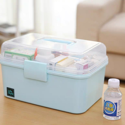 Hộp đựng dụng cụ y tế, tủ thuốc gia đình có quai xách - và hôp đựng mỹ phẩm dụng cụ sửa sắc đẹp làm nail móng chân móng tay di động đa năng