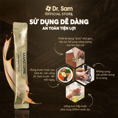 Dr. Sam MANCORE sắc vóc vững vàng với hắc sâm Hàn Quốc, củ maca đen Peru - 30 gói x 10ml