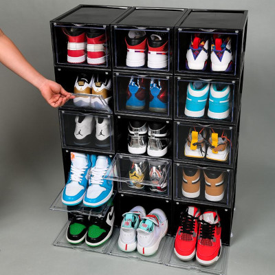 COMBO 5 HỘP ĐỰNG GIÀY NHỰA CỨNG TRONG SUỐT CỬA MỞ NAM CHÂM RAPBOX | HỘP CAO CẤP - KÍCH THƯỚC 35.5x26x20.5cm