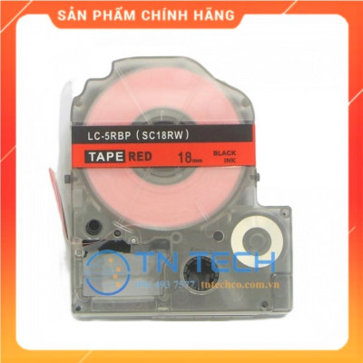 Nhãn in TEPRA - EPSON LC-5RBP (SC18RW) – Chữ đen nền đỏ 18MM X 8M  - Dùng cho máy in nhãn TEPRA - EPSON [Hàng nhập khẩu]