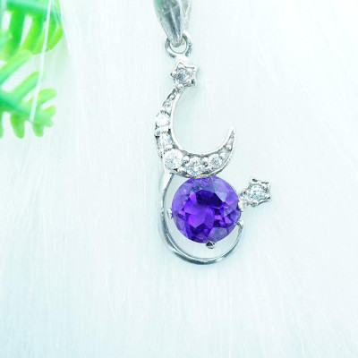 Mặt dây chuyền thạch anh tím Amethyst kiểu trăng sao