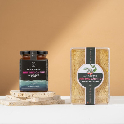 Combo 3 Mật Ong Bánh Tổ Jade Mountain Chứa Sáp Ong Nguyên Vẹn Vị Ngọt Tự Nhiên Chất Lượng Cao 500gr